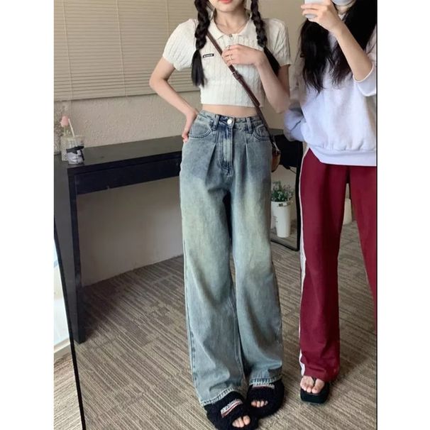 Plus-size Loose-fitting American Retro Straight-leg Jeans For Women, Autumn Wear, High-waisted, Slimming, Stylish_mkmklike.com