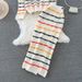 Women's Clothing Women's fashion color contrast knit suit cream ice cream striped top slimming slit skirt_mkmklike.com
