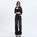 Black And Gray High-waisted Wide-leg Jeans For Women, 2026 Spring-summer New Style, Versatile, Loose, Drapey_mkmklike.com