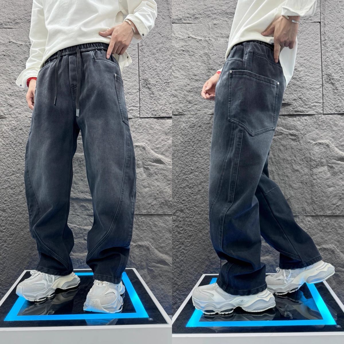 Men's Relaxed Fit Straight Leg Jeans - Classic Cotton Denim Pants With Comfortable Mid-Rise Waist_mkmklike.com