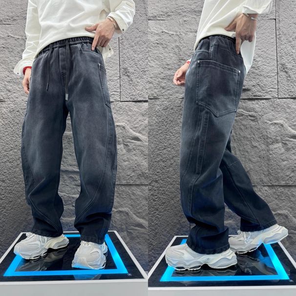 Men's Relaxed Fit Straight Leg Jeans - Classic Cotton Denim Pants With Comfortable Mid-Rise Waist_mkmklike.com