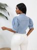 Fashion new short-sleeved jeans jacket women short-style bubble sleeves_mkmklike.com