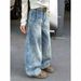 Baggy Distressed Jeans – Vintage Washed Streetwear Denim Pants With Raw Hem & Relaxed Fit (S-3XL, Light Blue, Unisex Y2K Aesthetic)_mkmklike.com