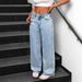 Women's High-Waisted Straight Leg Jeans Rhinestone Ins Style Washed Light/Dark Blue Casual Fashion Spring/Summer Full-Length Denim_mkmklike.com