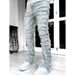 Fashion Jeans Men's New Stretch Patch Laminated Straight Pants_mkmklike.com