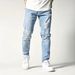 Men's Straight Fit Skinny Jeans - Classic Blue Denim Pants With Distressed Details For Streetwear Style_mkmklike.com