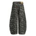 Trendy American Workwear Denim Camouflage Men's Loose Fit Silhouette Scythe Pants Deconstructed Design Wide-Leg Trousers_mkmklike.com