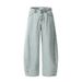 Heavy-duty Washed Scimitar Jeans American Style Loose Wide-leg Men's Light-colored Distressed Banana Pants_mkmklike.com