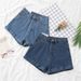 Women's Trendy Rolled up Denim Shorts Summer Thin A-Line Straight Leg Casual Wide Leg Hot Pants Hot Summer New_mkmklike.com