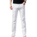 White Jeans Men's Trendy Straight Leg Loose Casual Long Pants Summer New Thin Elastic Business Outfit_mkmklike.com