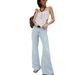 High-Waisted Flared Jeans For Women - Stretch Denim Wide-Leg Pants With Patchwork Design (S-XXL In 3 Washes)_mkmklike.com