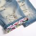 2024 Summer New Distressed Ripped Men's Five-Point Denim Shorts Trendy Fashion Straight Mid-Waist Pants_mkmklike.com