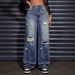 Women's Relaxed Straight-Leg Distressed Jeans – Vintage Washed Denim, Comfortable & Stylish_mkmklike.com