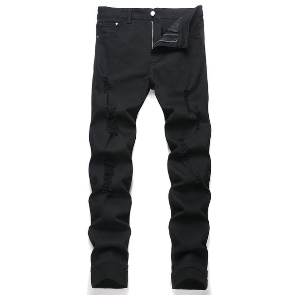 Men's Clothing Black Jeans Men New Elastic Hole Men's Denim Foreign Trade Men's Jeans Trousers_mkmklike.com