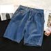 Men's Summer Lightweight Denim Shorts Trendy Loose Fit Casual Fashionable Brand Pants 5 Point Riding Breeches_mkmklike.com