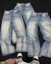 Men's Clothing Streetwear Ripped Jeans For Men – Graffiti Print | Slim Fit | Stretch Denim | Patchwork Detail | Sizes 28-36 | SKU163_mkmklike.com