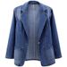New spring and autumn denim jacket for women, slim fit, suit collar, solid color cardigan, one button top, trendy_mkmklike.com