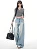 American Retro Straight-leg Wide-leg Jeans For Women, Early Spring 2026 New Model, Light Blue, Loose, Slimming,_mkmklike.com