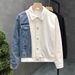 Men's Stylish Denim Patchwork Jacket - Trendy Casual Coat With Unique Design, Comfortable & Fashionable For Autumn_mkmklike.com