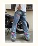Trendy Men's Summer Jeans Hip Hop High Street Style Personalized Letter Print Cool Stylish Long Pants_mkmklike.com