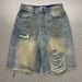 Men's Distressed Denim Shorts, Vintage Washed Light Blue Casual Relaxed Fit 5-Pocket Cargo Shorts For Summer Street Style_mkmklike.com