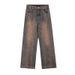 Men's Clothing Washed Distressed Vintage Washed Jeans – Relaxed Fit Distressed Denim Pants (Black & Retro, XL-3XL, Cotton Blend, High-Street Style)_mkmklike.com
