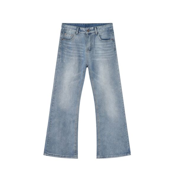 Men's High Street Washed Flare Jeans Trendy Brand Slimming Floor Length Denim Pants_mkmklike.com