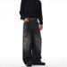 Streetwear Splatter Paint Baggy Jeans – Unisex Oversized Straight-Leg Denim, 81.3% Cotton, Distressed Wash & Graffiti-Inspired Detailing_mkmklike.com