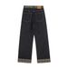 Patchwork Plaid Rolled Hem Denim Straight American Cleanfit Trendy Personality Loose Casual Long Pants For Men_mkmklike.com