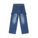 EF JEANS | 2024 New Product, American Street Trend Heavy Industry Splicing Multi-pocket Washed Jeans Casual_mkmklike.com