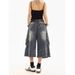 Regular Unbranded Summer Design Sense Multi-Pocket Cargo Denim Capri Shorts Women Straight Pants High Waist_mkmklike.com