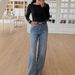 Fashionable High-Waisted Straight-Leg Jeans - Diamond Quilted Texture Denim Pants For Women (XS-XXXL, Light Blue)_mkmklike.com