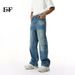 EF JEANS | 2025 Spring New American High Street Lightning Ripple Cat Shave Washed Blue Straight Jeans_mkmklike.com