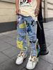 "Streetwear Embroidered Denim Jeans – Oversized Hip-Hop Style For Men & Women"_mkmklike.com