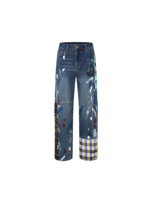Concert Inspired Vintage Hip-Hop Jeans – High Street Distressed Graffiti Denim Pants For Men_mkmklike.com