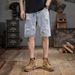 Summer Ripped American Jeans Men's 5-point Trendy Brand Hand-worn Straight Jeans Men's High Street Pants Men_mkmklike.com