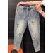 Men's Clothing High End Heavy Duty Embroidered Jeans For Men In Spring And Summer, Straight Leg Skinny Pants, Versatile Harem Pants_mkmklike.com
