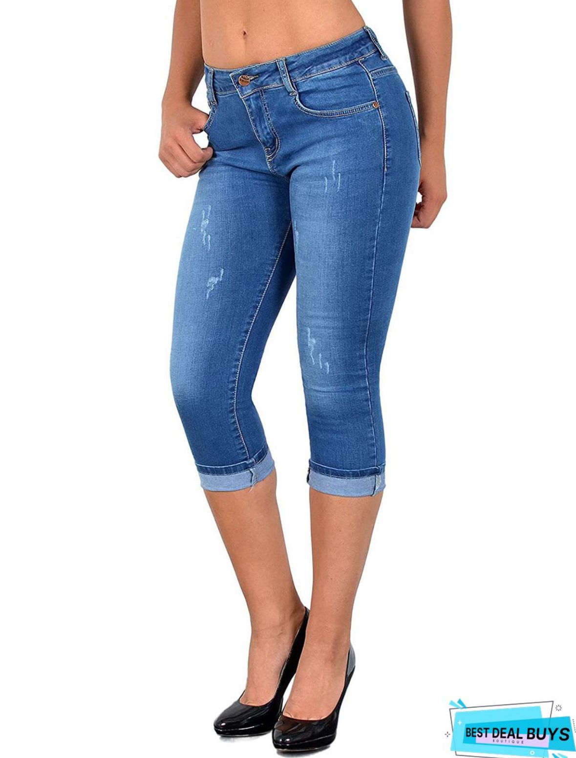 Women's Clothing Women's Slim Fit Skinny Jeans Capri Pants Stretch Casual Style Simple Design For Formal & Casual For Women_mkmklike.com