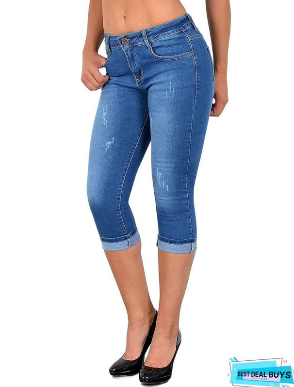 Women's Clothing Women's Slim Fit Skinny Jeans Capri Pants Stretch Casual Style Simple Design For Formal & Casual For Women_mkmklike.com
