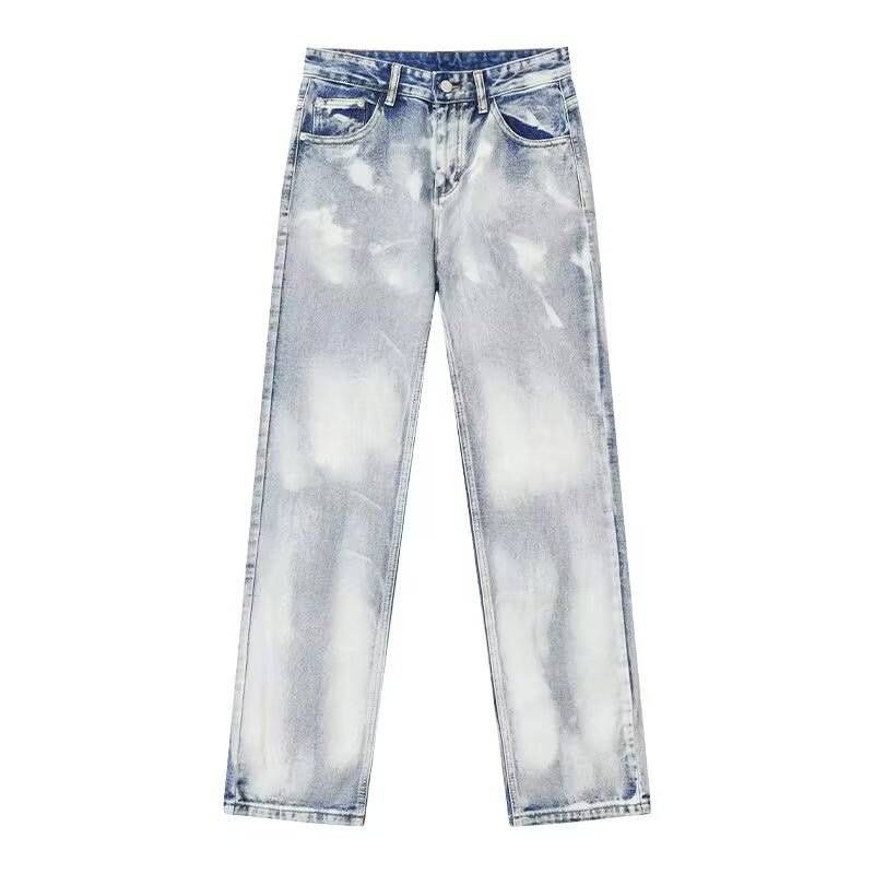 Men's Clothing New Fashion Brand Retro Jeans Men Straight Loose Washed Tie Dye Zipper Casual Pants Women_mkmklike.com