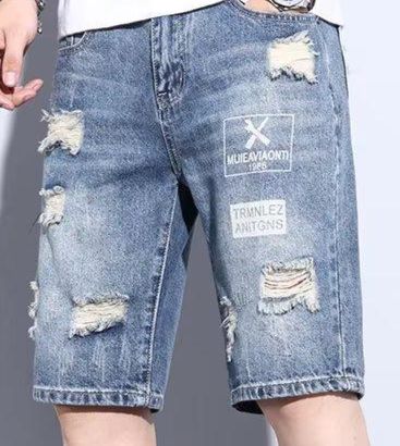 Men's Clothing Old Retro Washed High Street Ripped Denim Shorts Men's Summer Thin Loose American Shorts Men's Large Size_mkmklike.com