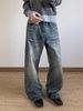 Men's American Retro Distressed Whiskered Jeans Clean Fit Slimming mid Waist Loose Casual Versatile Long Pants Kpop Normcore_mkmklike.com
