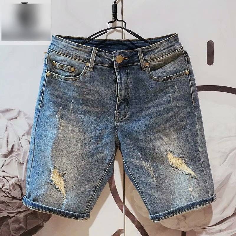 Men's Clothing Men's Trendy Denim Shorts Style Straight Leg Ripped Mid-Length Shorts Instagram Worthy Sure To Turn Heads_mkmklike.com