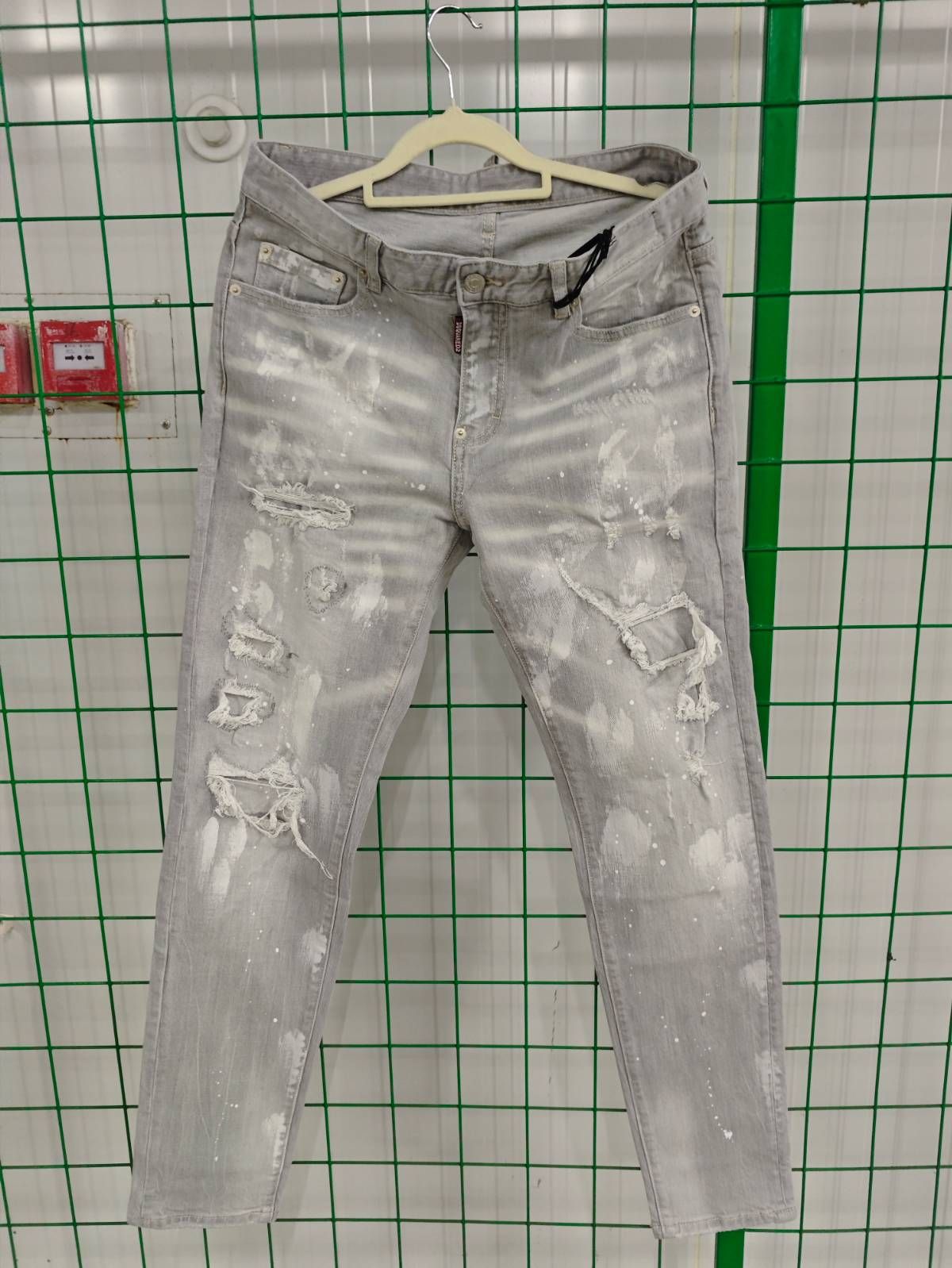 Men's Clothing High Street Fashion New Gray Ripped Patch Slim Fit Slim Fit Trendy Brand Youth Casual Men's Denim Trousers_mkmklike.com