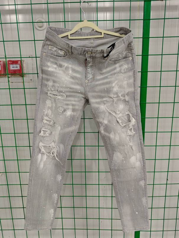 Men's Clothing High Street Fashion New Gray Ripped Patch Slim Fit Slim Fit Trendy Brand Youth Casual Men's Denim Trousers_mkmklike.com