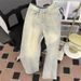 Men's Clothing Washed Yellow Mud Jeans Casual Student Men's Pants Spring And Autumn Retro Fashion Loose Distressed Beggar Pants_mkmklike.com