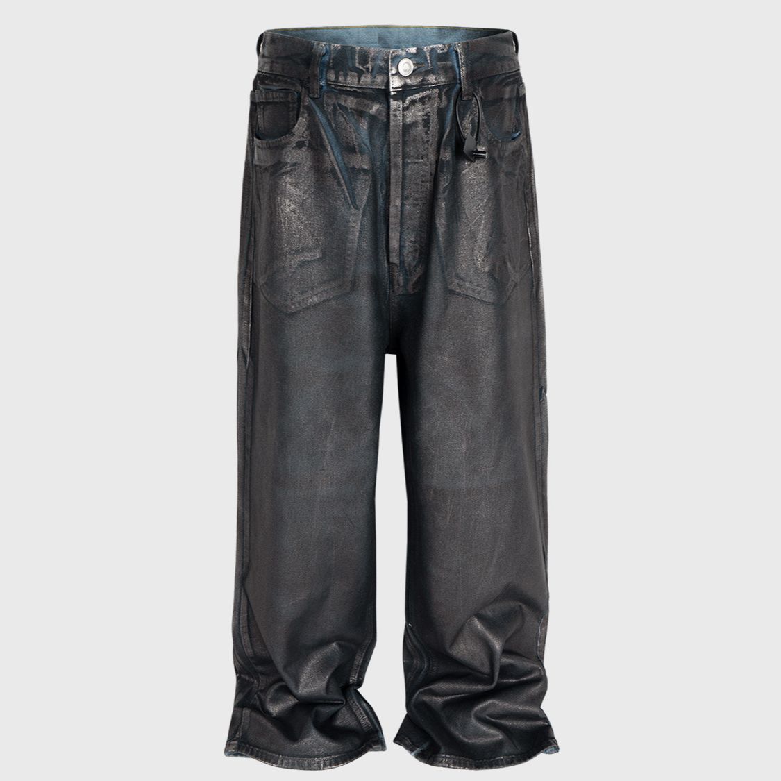 Men's Clothing Coated TrousersUnisex High Street Straight Mud Dyed Damaged Washed Distressed Jeans Trend_mkmklike.com