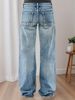 Women's Retro Mid-Waist Wide Leg Jeans Loose Fit Casual Long Pants Spring Fashion Trendy Cotton Solid Color_mkmklike.com