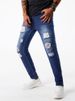 Men's American Style Stretch Denim Jeans With Ripped Details Light Blue Casual Trousers Comfortable Fit_mkmklike.com
