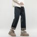 New Spring Primary Color Jeans Men's Harlan Loose Trendy Brand American Retro Washed Double Craft Medium Waist Large Size_mkmklike.com